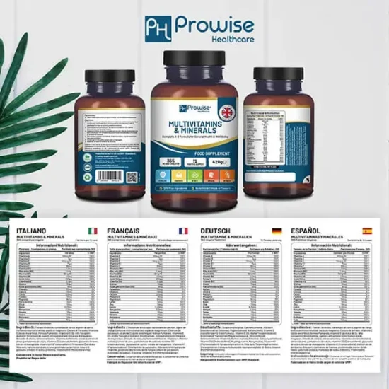 A-Z Multivitamins & Minerals l 365 Vegan Multivitamin Tablets l Multivitamin Tablets for Men and Women with 26 Essential / Active Vitamins & Minerals - Made in The UK by Prowise - Image 4