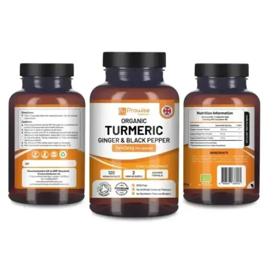 Organic Turmeric 1440mg with Black Pepper & Ginger |120 Vegan Capsules with Active Ingredient Curcumin I Made in The UK - Image 2