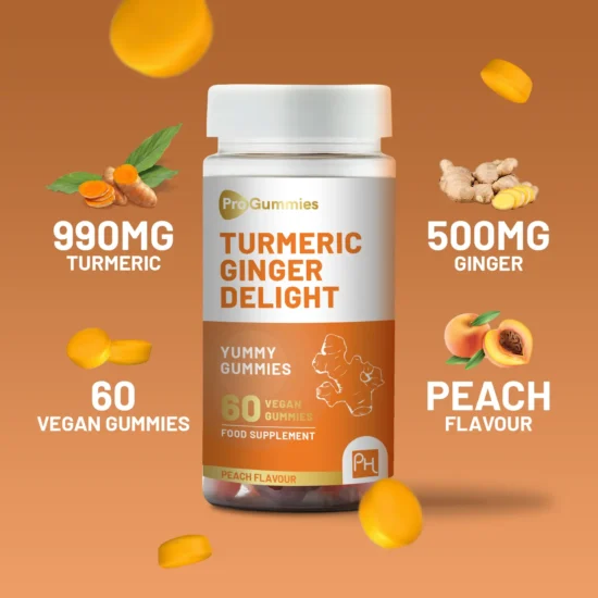 Turmeric and Ginger Gummies | 60 Vegan Pro Gummies | Natural Peach Flavour | Mouth-Watering Gummies for Overall Health and Well-Being by Prowise - Image 7