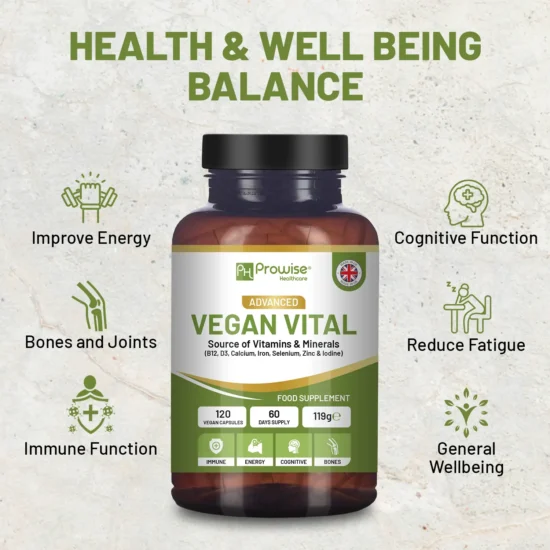 Vegan Vital Multivitamins and Minerals | 120 Vegan Multivitamin Capsule | Calcium, Vitamin B12, Vitamin B2, Vitamin D3, Selenium, Iodine, Zinc & Iron | by Prowise Healthcare - Image 4