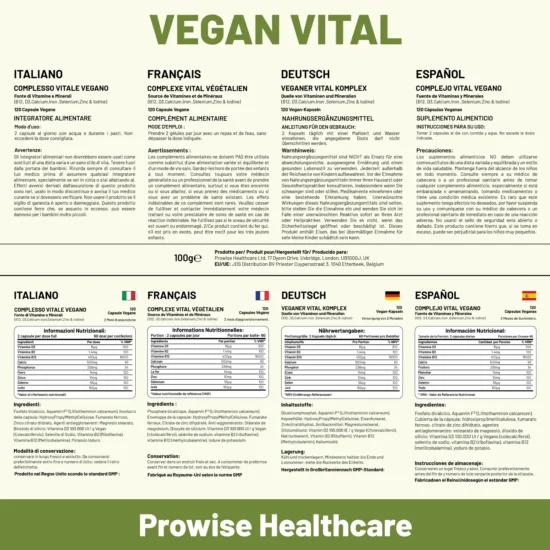 Vegan Vital Multivitamins and Minerals | 120 Vegan Multivitamin Capsule | Calcium, Vitamin B12, Vitamin B2, Vitamin D3, Selenium, Iodine, Zinc & Iron | by Prowise Healthcare - Image 6