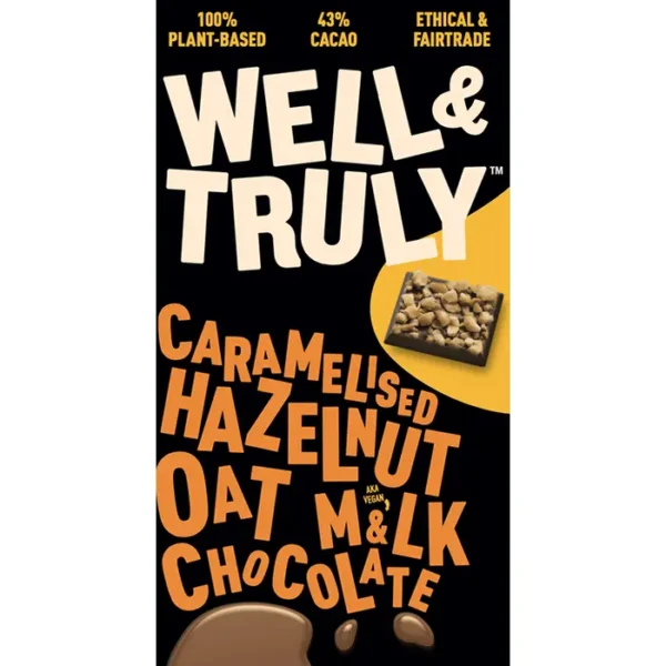 Well&Truly Vegan Caramelised Hazelnut Oat Milk Chocolate Bar 90g