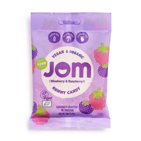 JOM - Organic and Vegan Sour Blueberry & Raspberry Gummies 70g