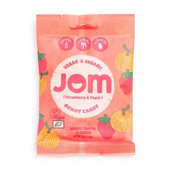 JOM - Organic and Vegan Strawberry & Peach Gummies 70g