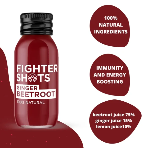 Fighter Shots 100% VEGAN Ginger + Beetroot, 6 or 12 x 60ml - Image 7