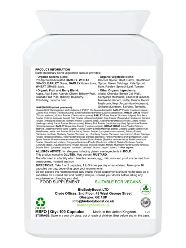 SuperBio Capsules - Vegan Organic Foods Blend - Image 2