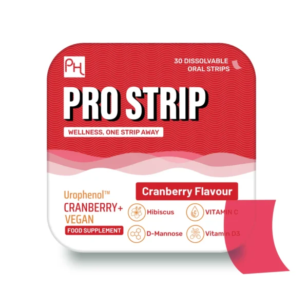 PROSTRIP CRANBERRY+ Urophenol Providing 36 mg Proanthocyanidins (PACs) - Added with D-Mannose, Organic Hibiscus, Vitamin D3, B6 & C 30 Oral Vegan Strips No water Needed by Prowise Healthcare