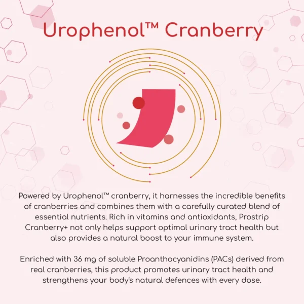 PROSTRIP CRANBERRY+ Urophenol Providing 36 mg Proanthocyanidins (PACs) - Added with D-Mannose, Organic Hibiscus, Vitamin D3, B6 & C 30 Oral Vegan Strips No water Needed by Prowise Healthcare - Image 4