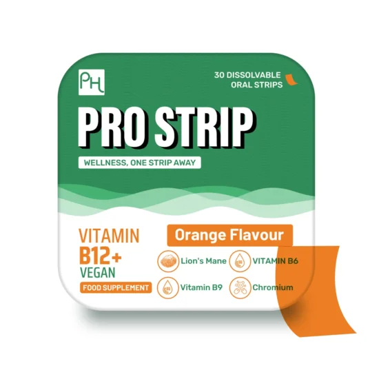 PROSTRIP Vitamin B12+ 1500mcg with Vitamin B6, Folic Acid, Chromium, and Lion's Mane Mushroom 30 Oral Vegan Strips No water needed High Absorption with Maximum benefits by Prowise Healthcare