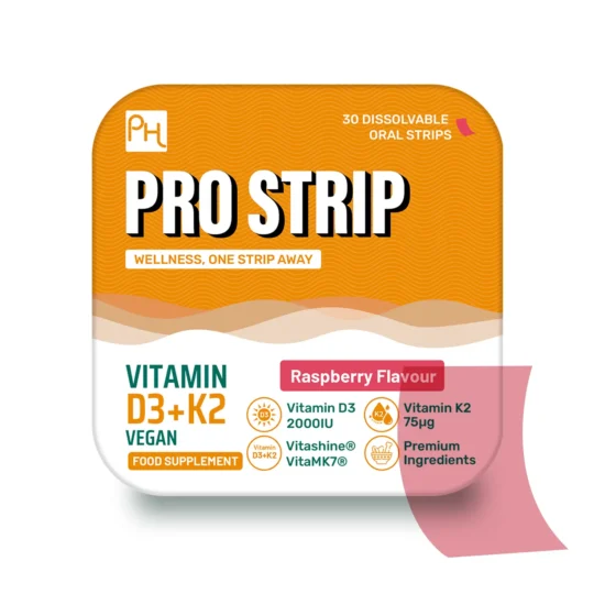 PROSTRIP Vitamin D3 + K2 30 Oral Vegan Strips Premium Ingredients Vitashine Vitamin D3 & VitaMK7 Vitamin K2 - No Water needed High Absorption with maximum benefits by Prowise Healthcare