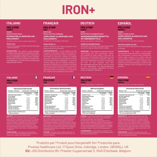 PROSTRIP IRON+ AB-Fortis 14mg added with Vitamin C, B1, B2, B6, Folic Acid, Beetroot, Spinach and Tart Cherry 30 Oral Vegan Strips No water needed High Absorption by Prowise Healthcare - Image 8