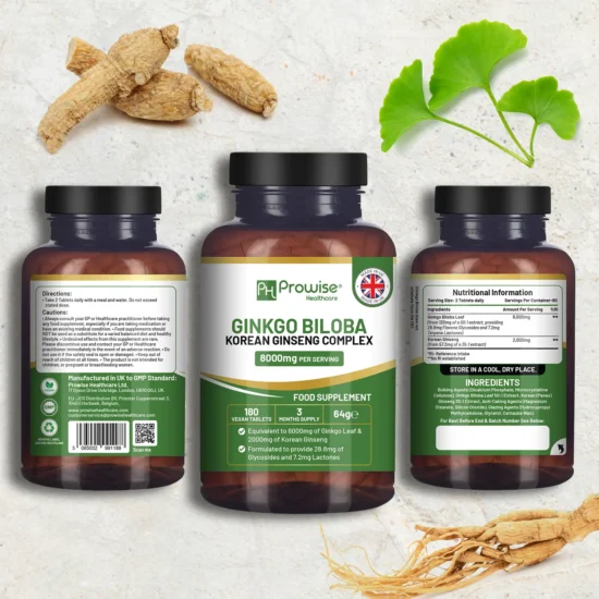 Ginkgo Biloba and Korean Ginseng Tablets 8000mg 180 Vegan Tablets | Ginkgo 6000mg & Korean Ginseng Root 2000mg Supports Cognitive Function & Mental Performance | UK Manufactured - Image 3