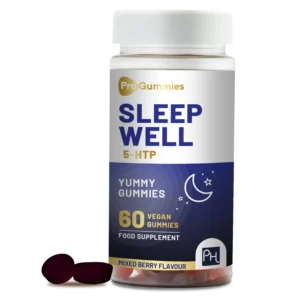 5HTP Sleep Well Gummies | 60 Vegan Pro Gummies | 1000mg Griffonia Seed Extract per serving | Yummy Mixed Berry Flavour | Natural Melatonin with Chamomile, Lemon Balm, Vitamin B6 and Zinc by Prowise