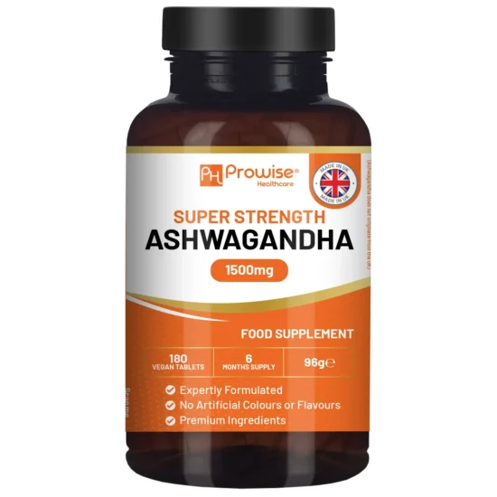 Ashwagandha 1500mg 180 Vegan Tablets | 6 Months Supply | Pure High Strength Ashwagandha Root Extract | Ashwagandha Supplement | Made in UK by Prowise Healthcare