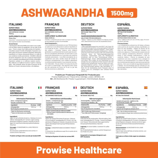 Ashwagandha 1500mg 180 Vegan Tablets | 6 Months Supply | Pure High Strength Ashwagandha Root Extract | Ashwagandha Supplement | Made in UK by Prowise Healthcare - Image 5