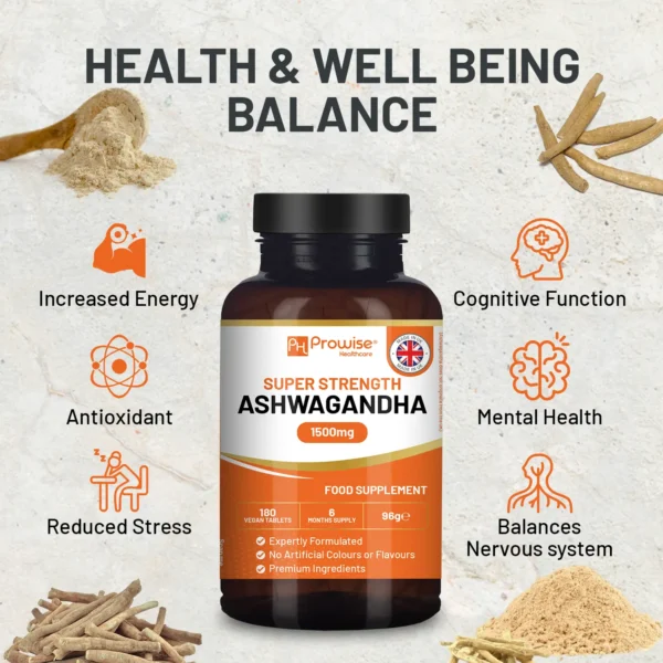 Ashwagandha 1500mg 180 Vegan Tablets | 6 Months Supply | Pure High Strength Ashwagandha Root Extract | Ashwagandha Supplement | Made in UK by Prowise Healthcare - Image 3