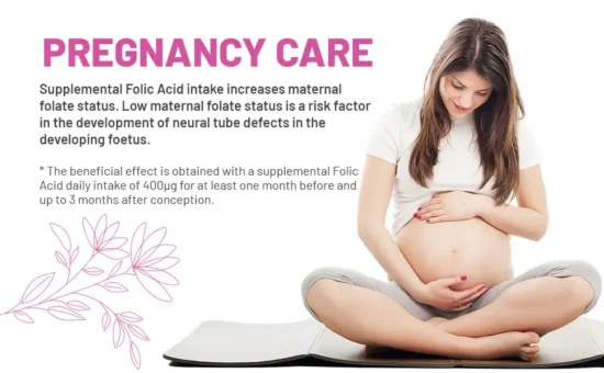 Folic Acid+ 400 mcg - Vegan Tablets with Vitamin B12 & Iodine | Vitamin B9 Tablets | Pregnancy Care Supplement - Image 3